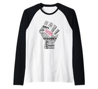 Resist Trump Protest Activism Word Art Fist Raglan Baseball Tee