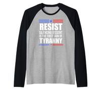 Resist Tyranny No King Pro Democracy Dies Silence I Dissent Raglan Baseball Tee