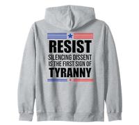 Resist Tyranny Pro Democracy Dies in Silence Dissent No King Zip Hoodie