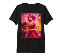 Resistance Amelia in a Pink Dress with London Cityscape Premium T-Shirt