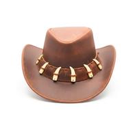 RESISTANCE Australian Leather Hat with Crocodile Band Teeth - Dundee Style | Outback Hat for Men and Women, Redish Brown, L