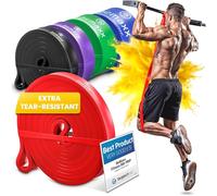 Resistance Band Heavy Strength, Pull Up Assist + Exercise Guide | Home Gym Equipment: Full Body Fitness Workout Rubber Loop, Chin Bar Assistance & Bodybuilding, Sports Gymnastics Training, Women Men