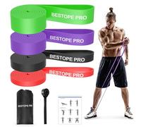 Resistance Band Pull Up Assist Band Set - 4 Thick and Heavy Different Resistance Workout Exercise Band with Door Anchor, Stretch Training Fitness Band for Unisex, Ideal for Home, Yoga, Powerlifting