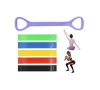 Resistance Band Set-1 silicone figure-eight resistance band and 5 coloured latex resistance bands,daunke Stretching exercises for the arms, back and shoulders,Portable training equipment,Purple