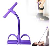 Resistance Band with Handles, 6-Tubes Elastic Foot Pedal Resistance Band, Rubber Ankle Puller Sit-up Exercise, Multifunction Fitness Band for Abdomen, Arm, Waist, Leg Stretching Training (Purple)