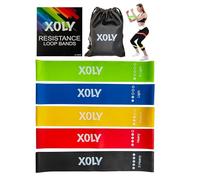 Resistance Bands By XOLY (Set of 5) Skin-Friendly Resistance Fitness Exercise Loop Bands with 5 Levels-Carrying Bag Included-Ideal for Home, Gym, Yoga, Training