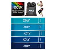 Resistance Bands By XOLY (Set of 5) Skin-Friendly Resistance Fitness Exercise Loop Bands with 5 Levels-Carrying Bag Included-Ideal for Home, Gym, Yoga, Training