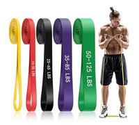 Resistance Bands for Training, 5 Level Exercise Bands for Men and Women, Pull Up Aid Bands for Full Body Workout, Fitness, Physical Therapy, Stretch Training Bands Sets at Home, Gym