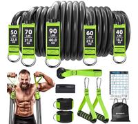 Resistance Bands, Heavy Duty Exercise Bands for Working Out, Green Workout Bands with Handles, Stretch Band for Men, Fitness Bands for Home Workouts, Muscle Training, Strength, Slim, Yoga