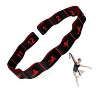 Resistance Bands, Long Fabric Stretch Strap Elastic Yoga Stretching Strap Multi-Loop for Physical Therapy, Pilates, Yoga, Dance & Gymnastics Exercise and Flexible Pilates 12 Loops (Black red)