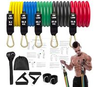 Resistance Bands - Resistance Band Set with Handles - Up to 200lbs, Includes Workout Poster, Door Anchor & Ankle Straps For Strength Training, Yoga, and Home Workout for Men & Women (10lbs - 200lbs)