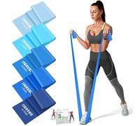 Resistance Bands Set, 1.5M/4.9ft Exercise Bands with 5 Resistance Levels, Long Stretch Bands for Men & Women, Workout Resistance Bands for Yoga Gym Pilates Fitness Strength Training Muscle Building