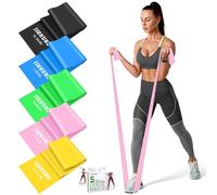 Resistance Bands Set, 1.5M/4.9ft Exercise Bands with 5 Resistance Levels, Long Stretch Bands for Men & Women, Workout Resistance Bands for Yoga Gym Pilates Fitness Strength Training Muscle Building