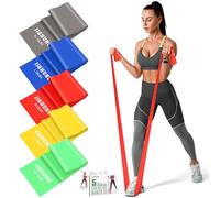 Resistance Bands Set, 1.8M/5.9ft Exercise Bands with 5 Resistance Levels, Long Stretch Bands for Men & Women, Workout Resistance Bands for Yoga Gym Pilates Fitness Strength Training Muscle Building