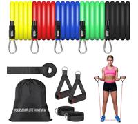 Resistance Bands Set (12pcs), Workout Bands with Handles, Door Anchor, Ankle Straps and Carry Bag, Exercise Bands for Shape Body and Home Workouts