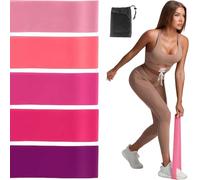 Resistance Bands Set, 5PCS Pink TPE Exercise Bands with Strength Level Guide, Storage Bag & Instructions, Stretch Bands for Exercise, Strength Training Equipment for Women, Home Gym Fitness
