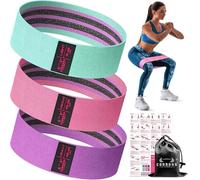 Resistance Bands Set - Booty & Legs Exercise Bands, Anti-Slip Fabric Stretch Bands, Workout Bands for Women/Men, Working Out, Hip Circle Lift, Thigh, Squat, Yoga, at Home Fitness or Gym - 3 Levels