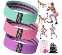 Resistance Bands Set - Booty & Legs Exercise Bands, Anti-Slip Fabric Stretch Bands, Workout Bands for Women/Men, Working Out, Hip Circle Lift, Thigh, Squat, Yoga, at Home Fitness or Gym - 3 Levels