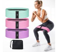 Resistance Bands Set, Exercise Bands with Non-Slip Design for HIPS & Glutes, 3 Levels Workout Bands for Women and Men, Booty Bands for Home Fitness, Yoga, Pilates (Green+Pink+Purple)