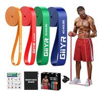Resistance Bands Set for Men & Women - 4 Levels Exercise Band with Door Anchor, Pull Up Bands for Strength Training, Stretching, Powerlifting, Home Workouts, and CrossFit (5-90LBS)