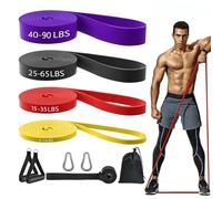 Resistance Bands Set, ibforcty Pull Up Assist Bands with Door Ancher and Handles, 4 Different Levels Workout Bands for Fitness Training, Body Stretching, Physical Therapy, Muscle Training