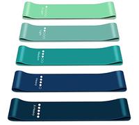 Resistance Bands Set of 5 with Storage Bag & Instructions, Strong Band for Home Gym Exercise Workout Yoga, Tone Strength, Colour Coded Resistance Levels, Gentle on Skin, Sweatproof (Blue)