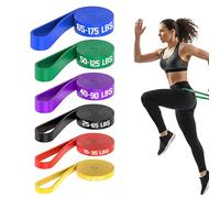 Resistance Bands Set of 6 - 208cm TPE Loop Bands 10-175lb | Pull Up Assistance with Door Anchor & Handles | Strength Training & Home Gym Exercise Bands