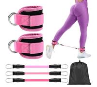 Resistance Bands Set with Ankle Straps, Glutes Workout Equipment, Ankle Bands Working Out Women & Men Leg Butt Training Exercise Equipment for Home Workouts, Gym, Butt Exercise