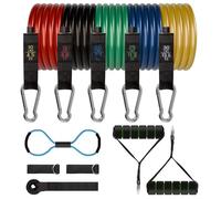Resistance Bands Set with Handles 11pcs Exercise Bands Stackable up to 150lbs 5 Tube Fitness Bands with Door Anchor, Handles, Portable Bag, Legs Ankle Straps for Muscle Training
