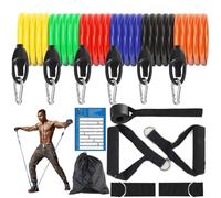 Resistance Bands Set with Handles 11pcs Exercise Bands Stackable up to 160lbs 5 Tube Fitness Bands with Door Anchor, Handles, Portable Bag, Legs Ankle Straps for Muscle Training