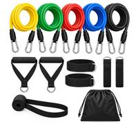 Resistance Bands Set with Handles,13Pcs Exercise Fitness Tubes Bands | Soft Foam Handles and Adjustable Ankle Straps Deliver a Firm, Comfortable Hold for Upper Body, Lower Body and Core Workouts
