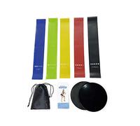 Resistance Bands with Core Sliders for Home Fitness, Stretching, Strength Training, Physical Therapy, Natural Latex Workout Bands Set of 5