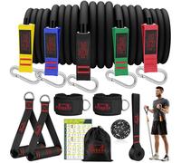 Resistance Bands with Handles, 175lb Exercise Bands for Working Out, Fitness Bands, Workout Bands with Door Anchor and Ankle Straps, Physical Therapy, Yoga, Strength Training Home Gym Equipment