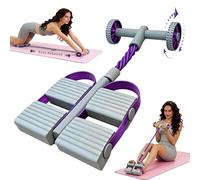 Resistance Bands with Handles, 6 Tube Pedal Resistance Band for Exercise, Dual Pedal Adjustable Resistance, Ab Roller Handle Full Body Home Workout Equipment for Abs, Legs, Arms, Women (Purple)