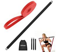 Resistance Bar with Bands, Portable Pilates Bar, Exercise Bands Set | Heavy Duty Steel Rod Adjustable from 27" to 41", Resistance Training Straight Bar, Home Gym Fitness Workout Bar