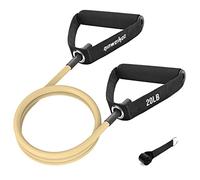 Resistance Exercise Band with Handles Workout Bands for Physical Therapy,Strength Training,Muscle Toning, Yoga, Pilates, with Door Anchor & Storage Bag. (Khaki)