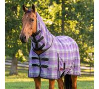 RESISTANCE Fly Sheet for Horses with Neck Cover Durable PVC Hard Mesh Fly Rug, Breathable Coverage, Double Buckle Front, Cross Surcingles & Tail Flap, Adjustable Turnout Sheet (Purple, 80")