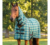 RESISTANCE Fly Sheet for Horses with Neck Cover Durable PVC Hard Mesh Fly Rug, Breathable Coverage, Double Buckle Front, Cross Surcingles & Tail Flap, Adjustable Turnout Sheet (Turquoise, 74")