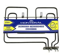 Resistance Heating Element for Oven 1100W + 1100W 230V with the Original Code 262900064 for Beko 482000004603 for Whirlpool C00408866 for Indesit - Warranty 10 Years - MONTERAL