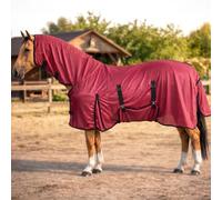 RESISTANCE Horse Fly Sheet with Neck Cover & Belly Wrap, Lightweight Breathable UV Protection Fly Sheet for Horses, Silver, Sizes 68”- 82” (Brick Red, 72")