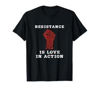 Resistance is Love in Action Rose Fist Graphic T-Shirt