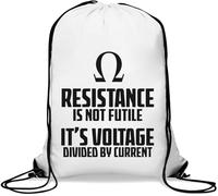 Resistance Is Not Futile It's Voltage Divided By Current Gym Sack Casual Drawstring Bag White