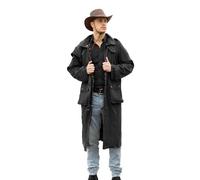 RESISTANCE Premium Long Black Mens Oil Cloth Oilskin Western Australian Waterproof Duster Coat Jacket