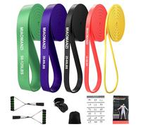 Resistance Straps with 5 Steps, Resistance Straps with Arm Holder, 2 * Handles, Exercise Manual and Carry Bag, Gym Strap Lock Fitness Band (5 Colors)