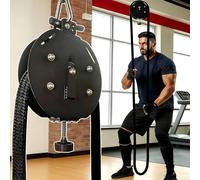 Resistance Trainer Machine, Endless Rope Trainer, 30KG/66LBS Max Adjustable Resistance, Suspension Endless Rope Pulley System, 4m Closed-Loop Nylon Rope, for Interval Resistance Training Black