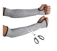 Resistant Arm Sleeves 45cm Grey, Level 5 Cut Resistant Protection with Thumb Hole & Anti-Slip, Breathable HPPE/Nylon/Spandex for Construction, Kitchen, Gardening, Workers and Forearm Guard