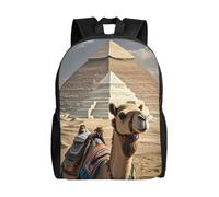 Resistant Knapsack Pyramid Camel Students Bookbag Trendy Daypack for School, Travel, Work, 42X32X14Cm