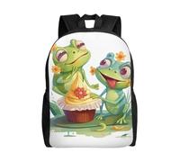 Resistant School Backpack Two Frogs Eating Cake Rucksack Personality Daypack for School, Travel, Camping, 42X32X14Cm