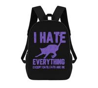Resistant School Bag I Hate Everything Except Cats School Rucksack Durable Sports Bag for Travel, Work, Camping, 42X32X14Cm