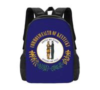 Resistant Schools Backpack Kentucky State Flag Print School Bag Polyester Rucksack for Work, Hiking, Camping, 42X32X14Cm